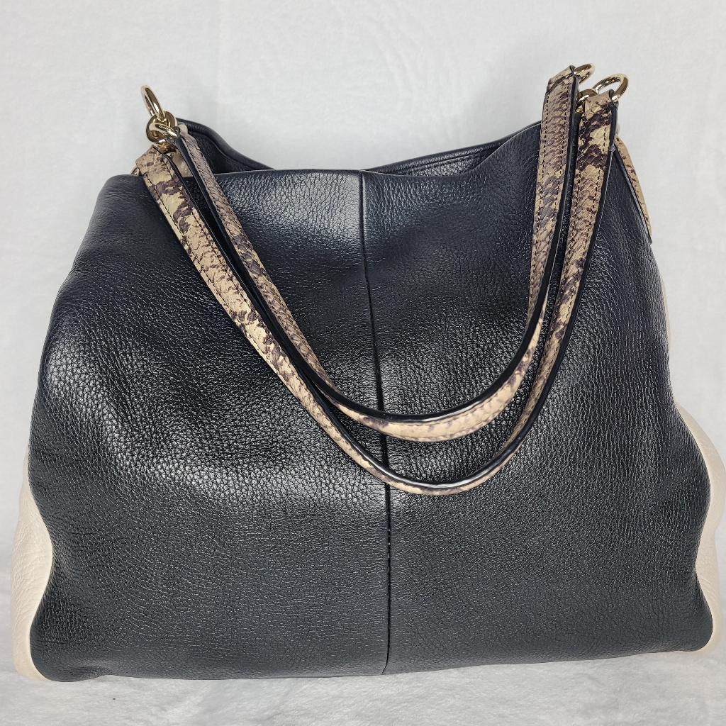 Black And White Coach Eddie Pebble Purse